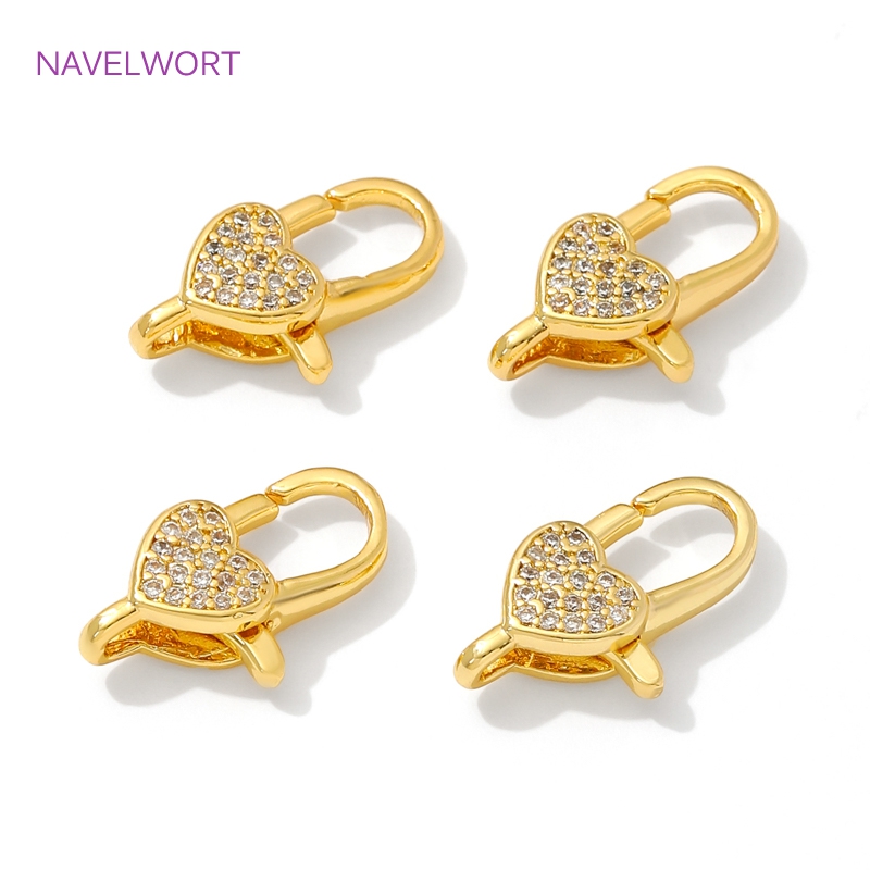 Jewelry Making Gold - 18K Gold Plated Inlaid Zircon Heart