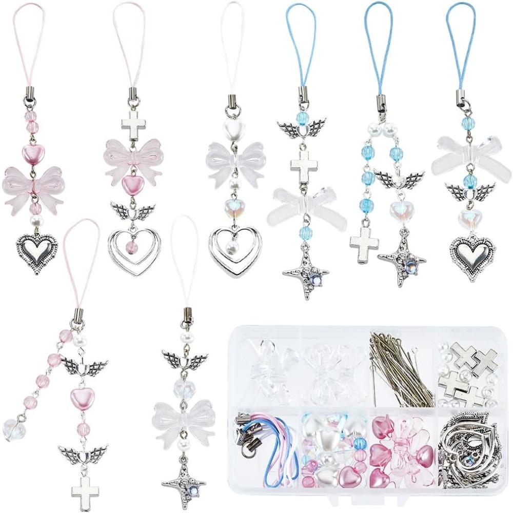 154Pcs DIY 8 Sets Phone Charm  - Jewelry Making Course 评论和价格