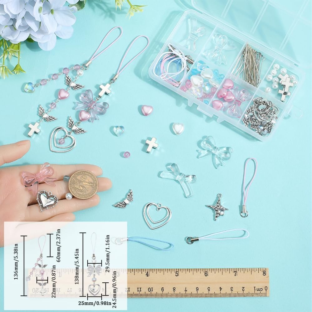 154Pcs DIY 8 Sets Phone Charm  - Jewelry Making Course 评论和价格