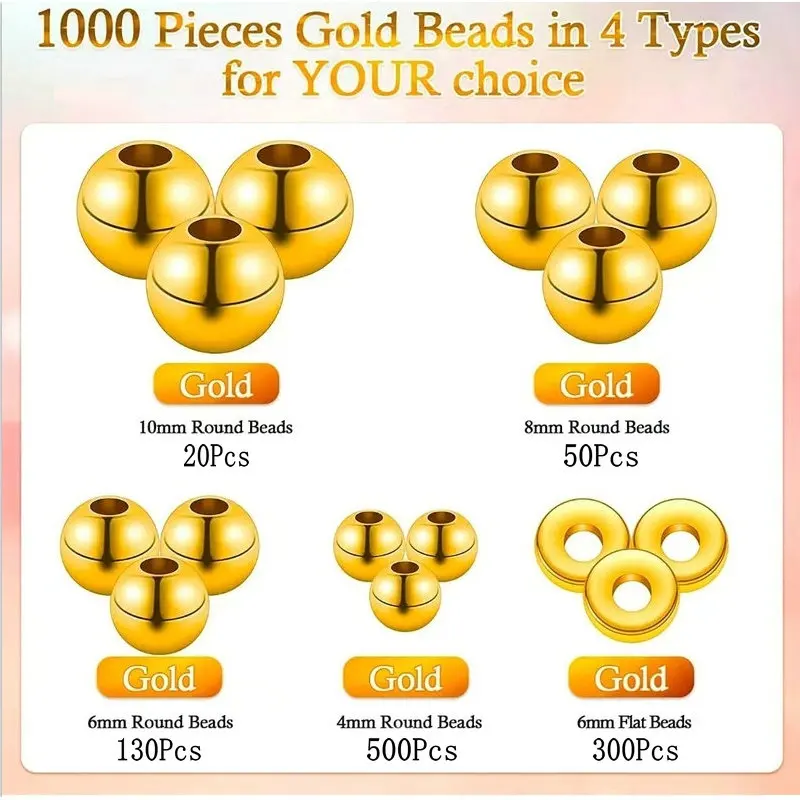 1000pcs Golden Spacer Beads Ki - Jewelry Making Course 评论和价格